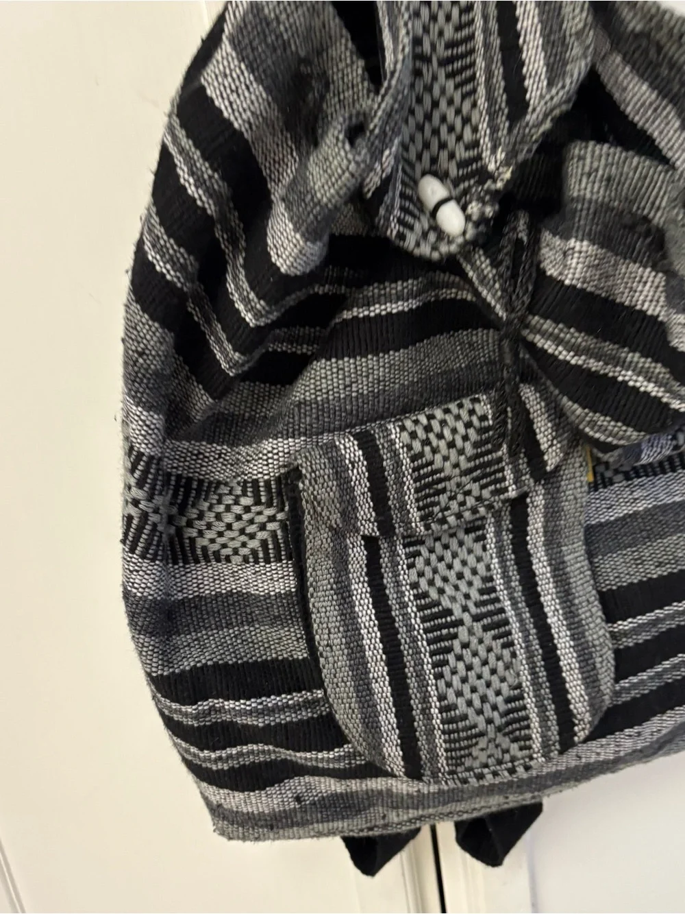 Black & Gray Striped Woven Women’s Backpack